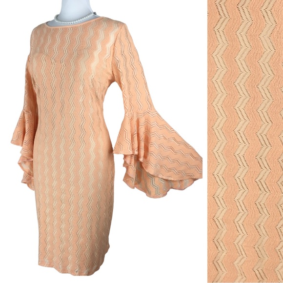 VF SHOW Elegant Bell Sleeve Cocktail Party Bodycon Pencil Sheath Dress X-Large - Picture 2 of 15